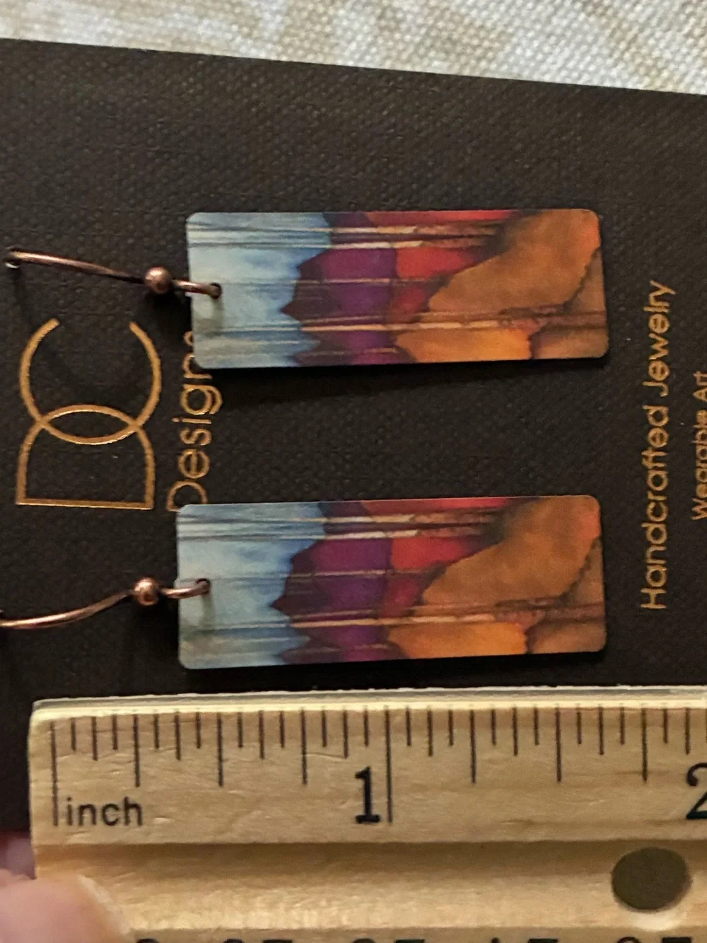 DC Designs Trees & Hills Autumn Scene Drop Metal Accent Copper Wires Earrings